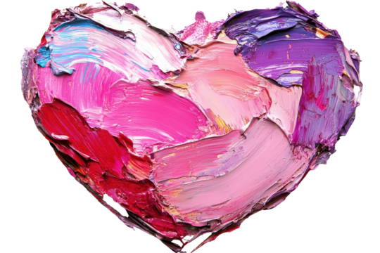 A red pink heart painted with gentle brush strokes adds an artistic touch to any space