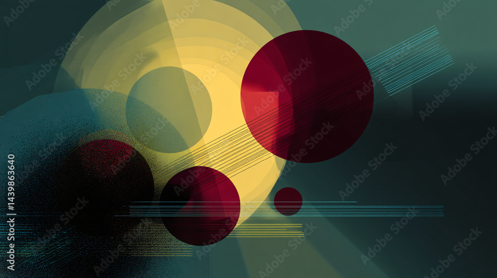 Poster abstract design with circles and lines.