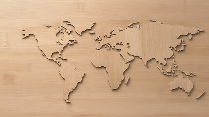 World Map Cutout on Wooden Texture Background world map wooden background map cutout geographical
