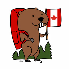 Beaver Holding Canadian Flag