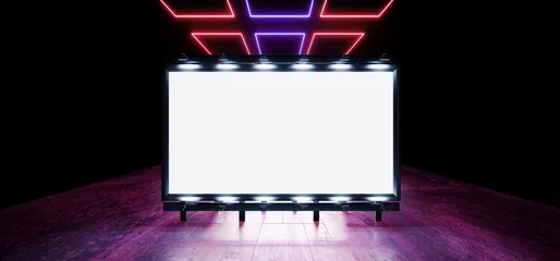 Sci Fi Billboard Showroom Commercial Empty Plane Space Realistic Warehouse Garage Room Studio Light Shadows Concrete Cement Metal Structure 3D Rendering © IM_VISUALS