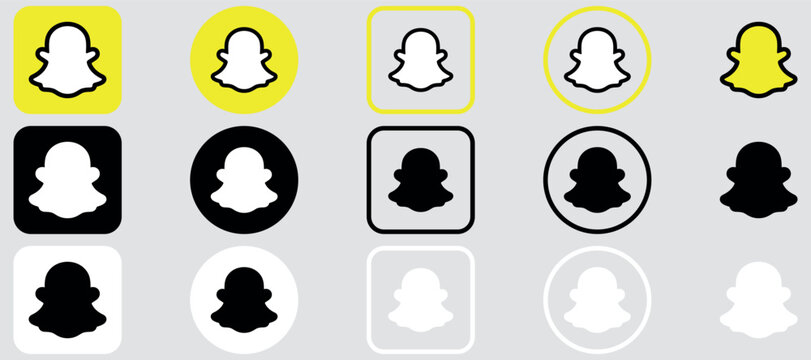 Snapchat Logo Mega Bundle Icon Set, Snapchat App Vector, Editable SVG, PNG, Transparent Background, Premium Social Media Design for Digital Download