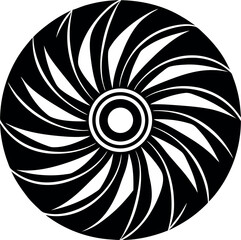 Wind Fan Round Silhouette Black Vector | Icon for Airflow and Energy Vector