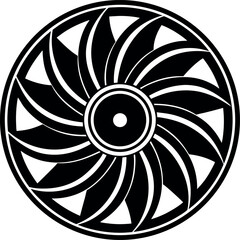 Wind Fan Round Silhouette Black Vector | Icon for Airflow and Energy Vector