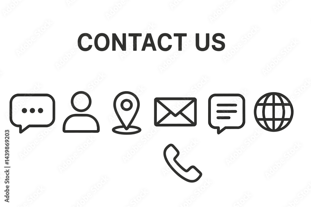 Fototapete Set of web icons in line style designed for contact and communication features on digital platforms