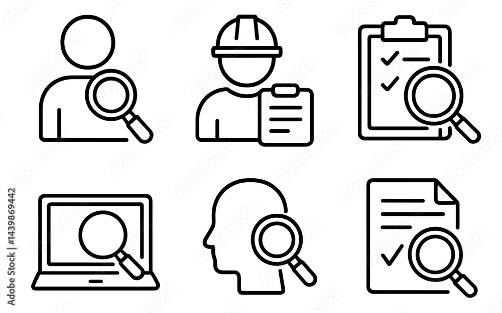 Fototapete Collection of web icons featuring various line-style designs for user exploration and interaction across digital platforms