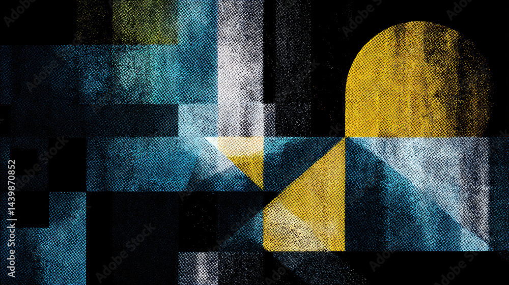 Poster abstract geometric shapes, arranged in a grid pattern