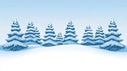 Obraz premium Winter Landscape with Pine Trees and Snowy Ground