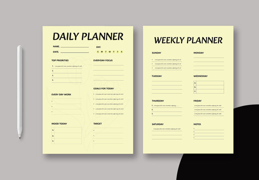 Daily And Weekly Planner Template Layout