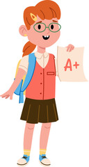 Cartoon Schoolgirl Success