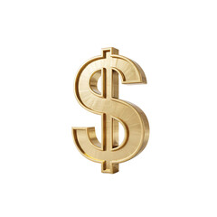 Fototapeta premium Three Dimensional Golden Dollar Sign on transparent Background