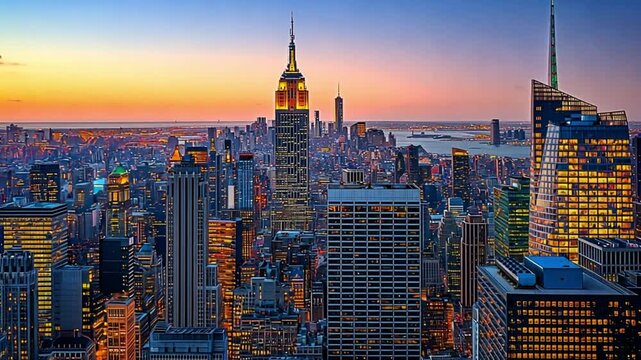 Manhattan Skyline at Sunset: A Breathtaking View of NYC