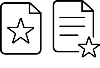 document file star icon set. Highlighted digital folder. notable stars marking for easy identification. Interface signs