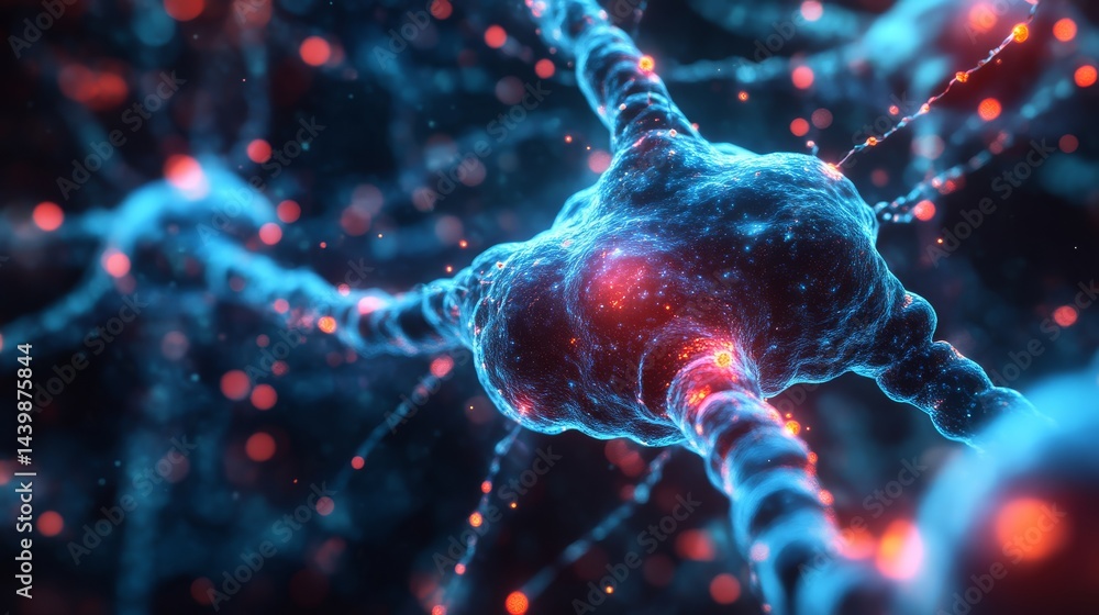 Aufkleber scientific insight 3d render of neural activity in a digital hypothetical environment