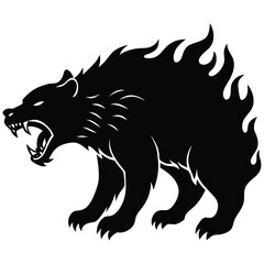 Mythical Angry Spirit Bear Made Of Smoke And Fire