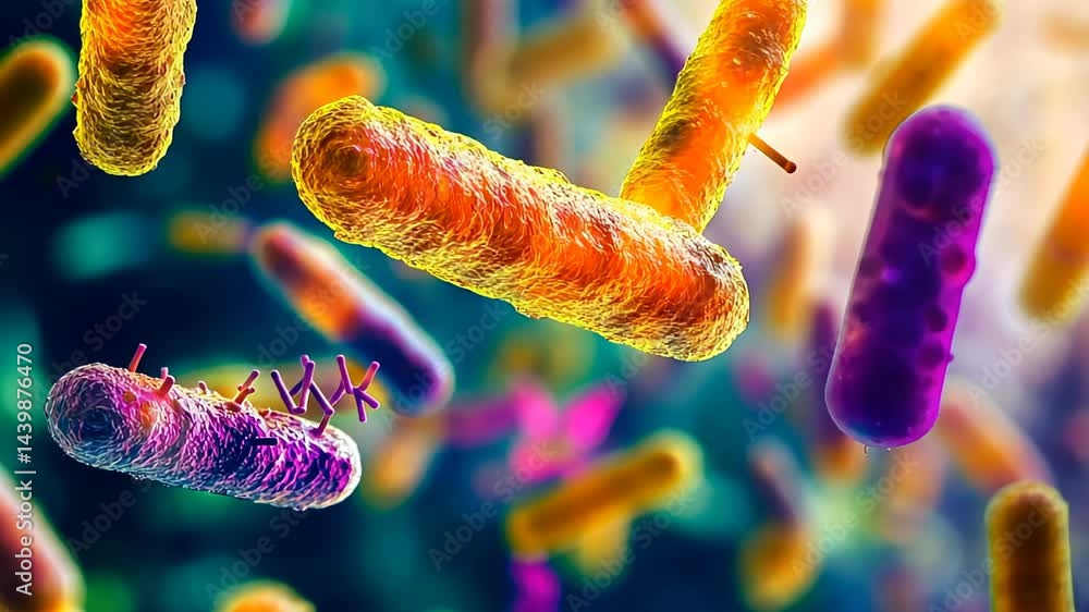 Aufkleber exploring the vibrant world of microbes under unseen dimensions of microscopic life generative ai