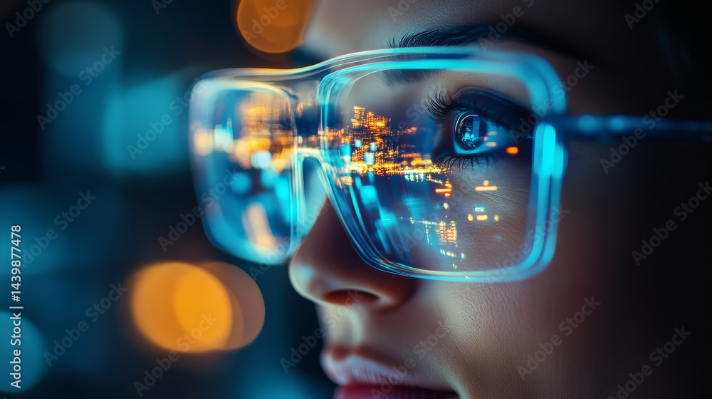Poster futuristic urban tech visualization enhancing user experience with digital content