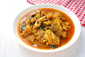 Southern Thai Curry with Spareribs ,Southern Thai Curry with pork ribs  on white background