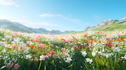 Obraz premium Vibrant Wildflower Meadow in the Mountains