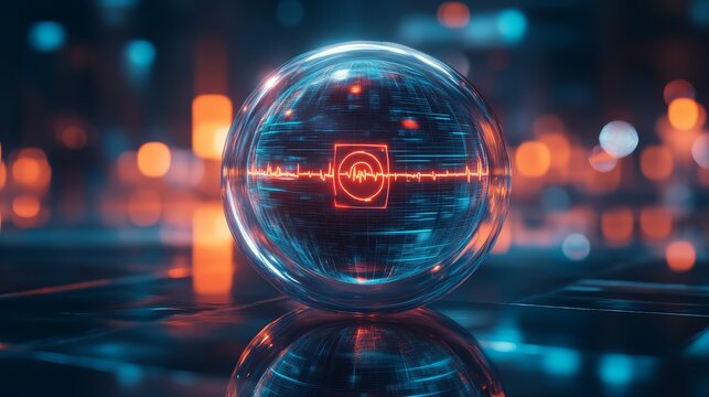 3d digital sphere exploring sound waves in a futuristic environment