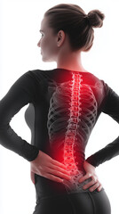 Young Woman with Spine Pain X-ray Effect on Back
