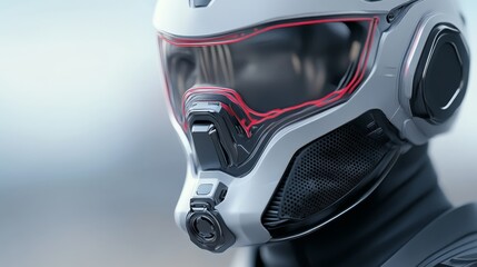 Futuristic helmet design featuring advanced technology and sleek aesthetics for outdoor adventures and exploration