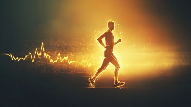 Silhouette of a runner at sunset dynamic active lifestyle fitness exercise sport motion
