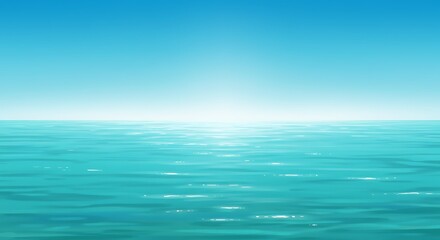 Obraz premium Vast turquoise ocean and expansive cerulean sky meeting at distant horizon