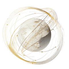 Global Network Connection Abstract Globe with Golden Lines