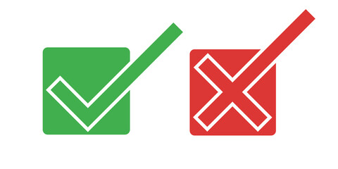 green tick and red cross	