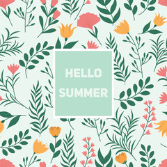 Floral summer background with blooming flowers