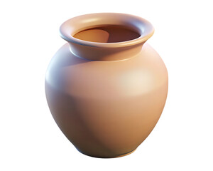 Simple light pink ceramic pot, isolated on white background.