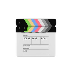 Fototapeta premium Front views 3d Icon render of white clapperboard illustration