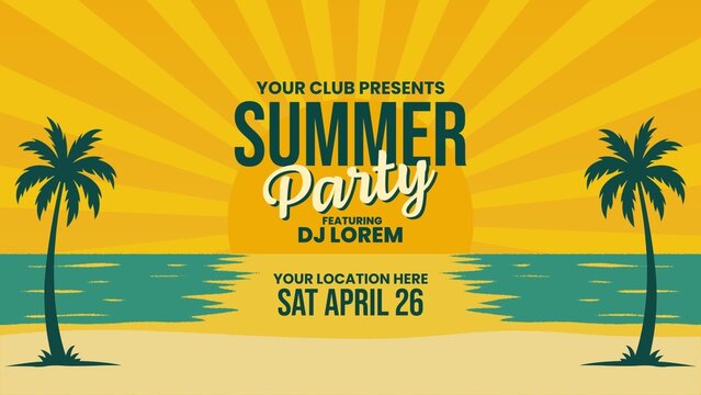 Summer Beach Party with DJ Invitation Template