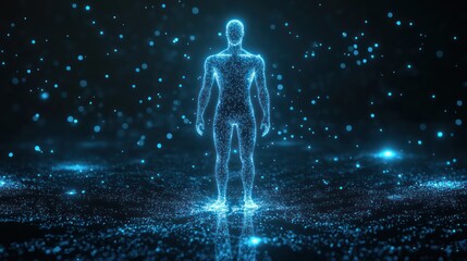 Fototapeta premium Digital human figure glowing futuristic illustration