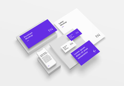 Gray Stationery Mockup with Contrast