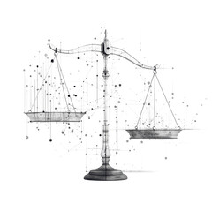 Abstract Scales of Justice Digital Equilibrium and Balance Concept