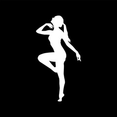 Silhouette of a teenage girl in training for sports ballroom dancing. Vector illustration 