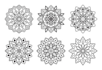 6 Minimalist Mandala Designs in EPS Format for Yoga and Decor