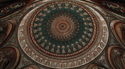 Ornate Dome Interior with Intricate Patterns and Vibrant Colors