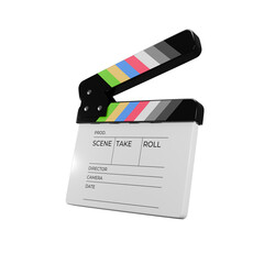Fototapeta premium 3d icon render white movie clapperboard illustration