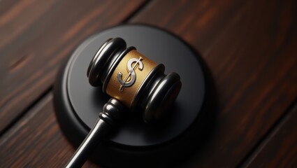 Gavel with Dollar Sign on Sound Block Financial Law Concept Justice Legal
