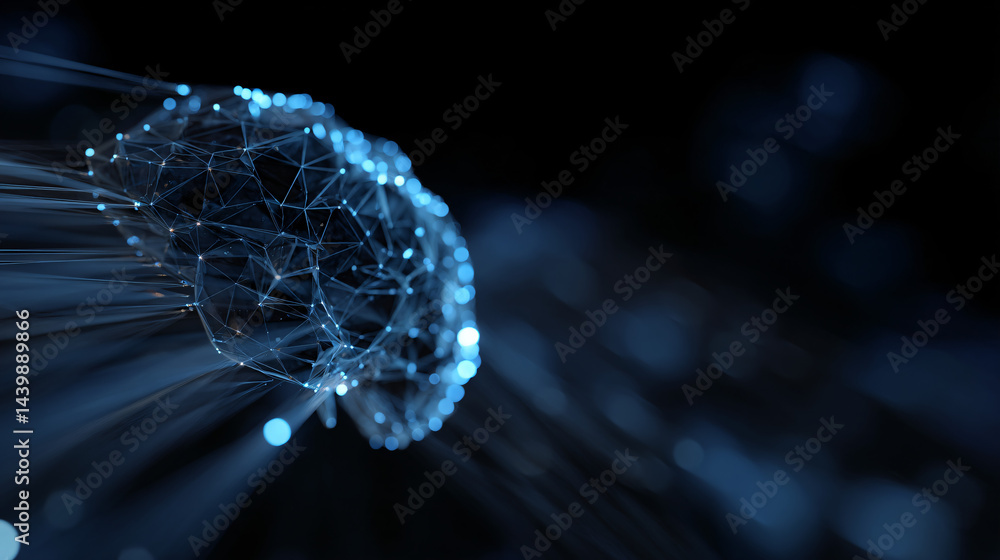 Poster advanced ai technology concept with digital brain