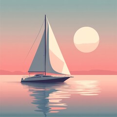 Serene Sunset Sailboat: A Peaceful Evening on the Water