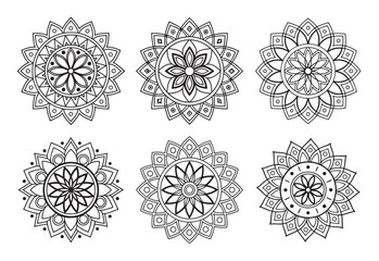 6 Minimalist Mandala Designs in EPS Format for Yoga and Decor