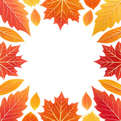 Autumn leaves frame with white background