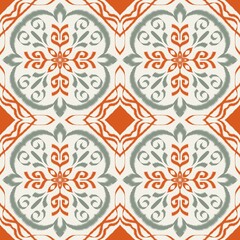 Vintage Mediterranean Tile Pattern | Ornamental Floral Seamless Design