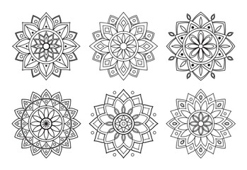 6 Minimalist Mandala Designs in EPS Format for Yoga and Decor
