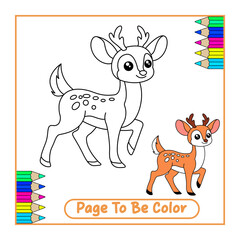 Happy Deer Printable Coloring Page