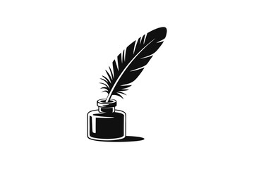 Silhouette of a vintage quill and ink vector illustration